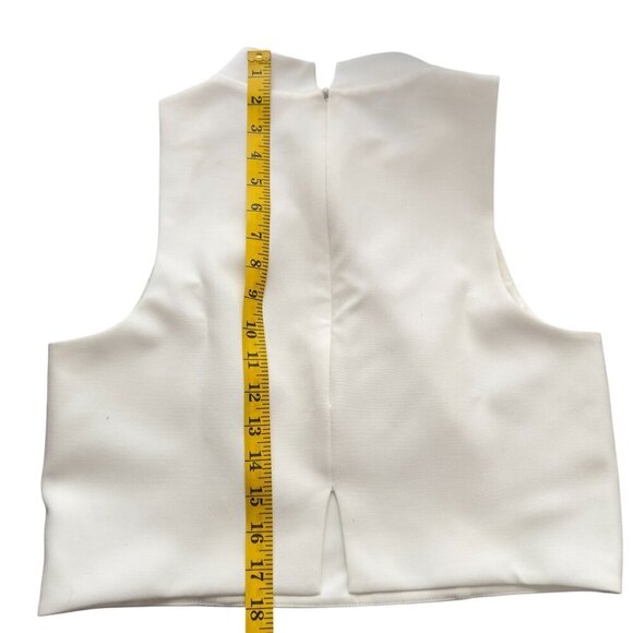 Black Halo Porcelain Juma Suit Top Only Sleeveless Cropped Mock Neck (8) - Picture 8 of 16